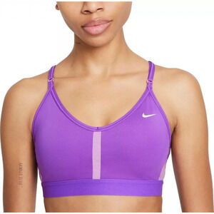 Nike Dri-Fit Indy V-Neck Sport Bra Purple Size M, Athletic wear, Sports, Gym.
